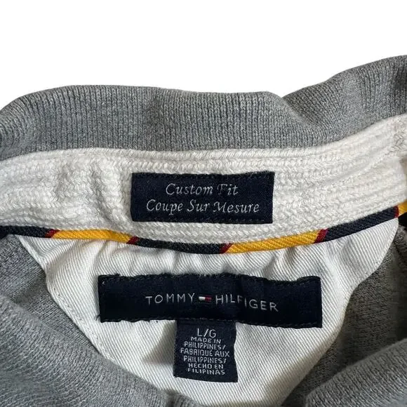 Vintage Tommy Hilfiger Men’s Logo Polo Gray Rugby Golf Sporty Sz Large Blokecore - Picture 8 of 9